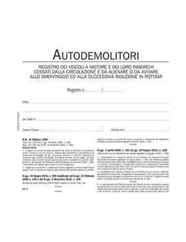 Registro Autodemolitori Data Ufficio - 200 Pagine Numerate - 31x15 cm - DU134020000