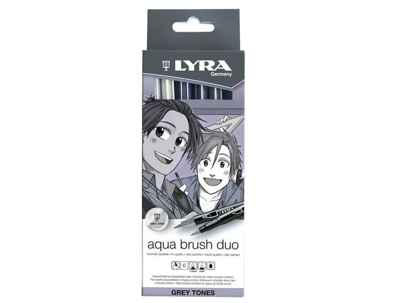 Pennarello Aqua Brush Duo Lyra - L6521063 (Scala di Grigio Conf. 6)