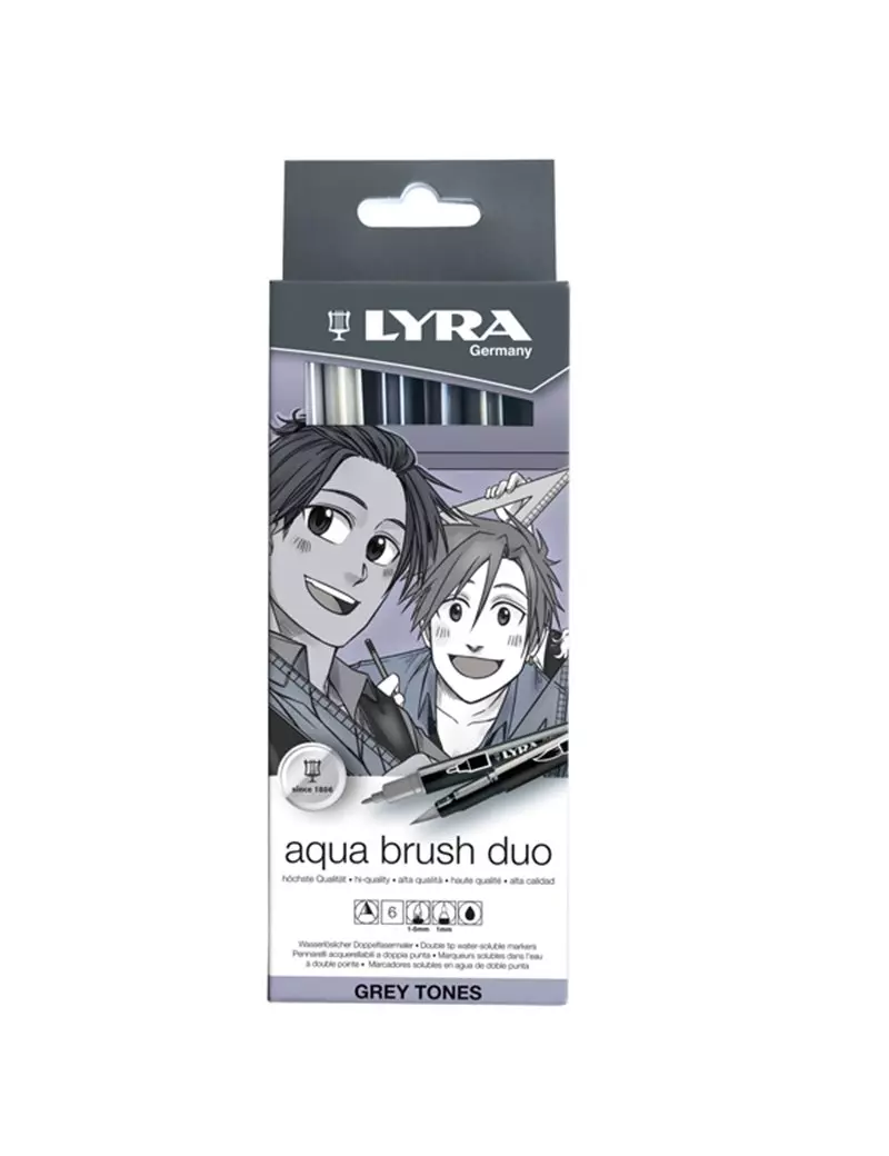 Pennarello Aqua Brush Duo Lyra - L6521063 (Scala di Grigio Conf. 6) Pennarello Aqua Brush Duo Lyra - L6521063 (Scala di Grigio Conf. 6)