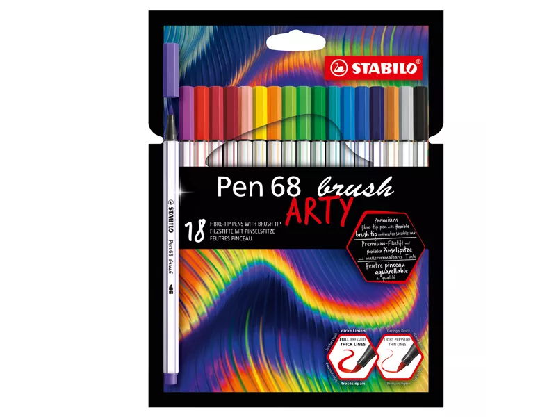 Pennarello Pen 68 Brush Arty Line Stabilo - 568/12-21-20 (Assortiti Conf. 12)
