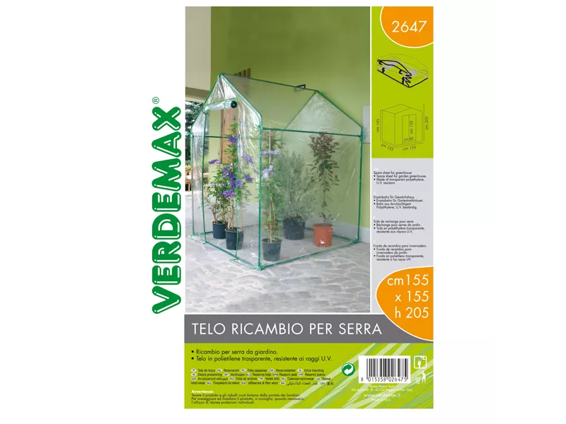 Telo di Ricambio per Serra a Casetta Clematis Verdemax - 155x155x205 cm - 2647 (Trasparente)
