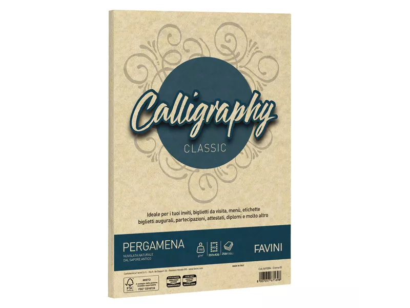 Carta Calligraphy Pergamena Favini - A3 - 190 g - A692253 (Crema Conf. 250) Carta Calligraphy Pergamena Favini - A3 - 190 g - A692253 (Crema Conf. 250)