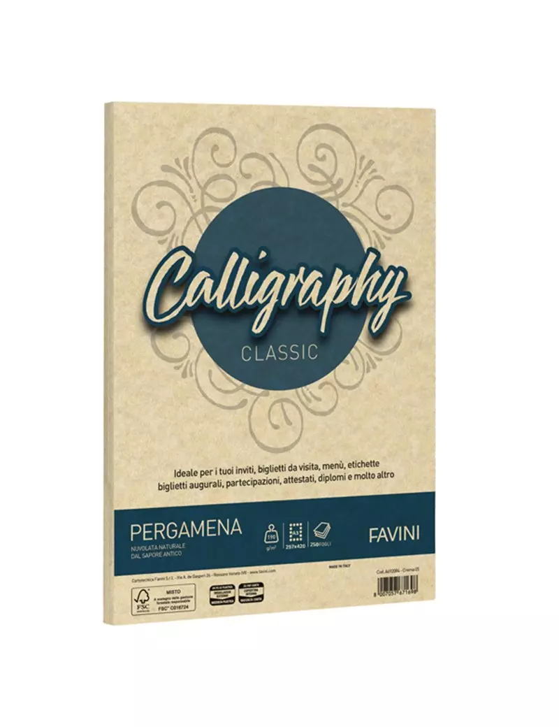 Carta Calligraphy Pergamena Favini - A3 - 190 g - A692253 (Crema Conf. 250) Carta Calligraphy Pergamena Favini - A3 - 190 g - A692253 (Crema Conf. 250)