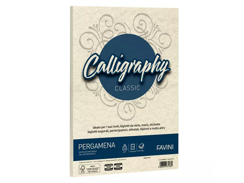 Carta Calligraphy Pergamena Favini - A3 - 190 g - A69Q253 (Naturale Conf. 250) Carta Calligraphy Pergamena Favini - A3 - 190 g - A69Q253 (Naturale Conf. 250)