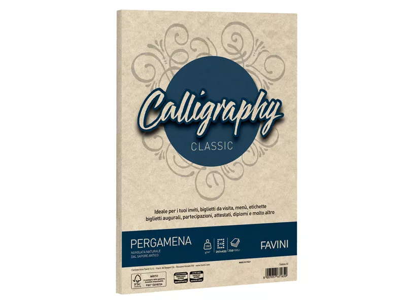 Carta Calligraphy Pergamena Favini - A3 - 190 g - A69U253 (Sabbia Conf. 250)