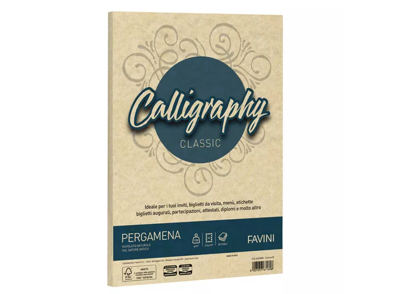 Carta Calligraphy Pergamena Favini - A4 - 190 g - A692254 (Crema Conf. 250) Carta Calligraphy Pergamena Favini - A4 - 190 g - A692254 (Crema Conf. 250)