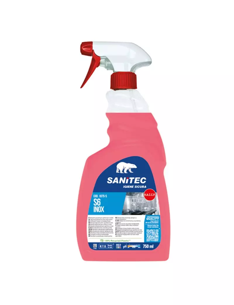 Detergente Sgrassante S6 Inox Sanitec - 1875-S - 750 ml Detergente Sgrassante S6 Inox Sanitec - 1875-S - 750 ml