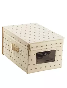 Contenitore per Indumenti King Box King Collection - 24x36x19 cm - S1774819 (Panna Fantasia Cuori)