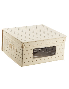 Contenitore per Indumenti King Box King Collection - 36x36x19 cm - S1774820 (Panna Fantasia Cuori)