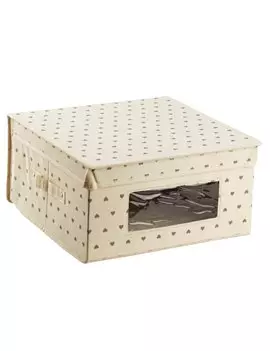 Contenitore per Indumenti King Box King Collection - 36x36x19 cm - S1774820 (Panna Fantasia Cuori)