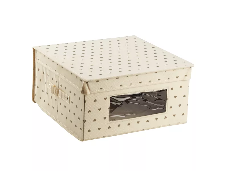 Contenitore per Indumenti King Box King Collection - 36x36x19 cm - S1774820 (Panna Fantasia Cuori)