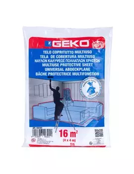 Telo Coprituttto Multiuso Geko - 4x4 m - 16 mq - 80/90 g - 100/323 (Trasparente Conf. 3)