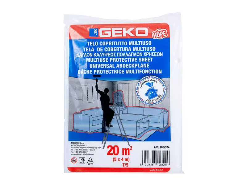 Telo Coprituttto Multiuso Geko - 4x5 m - 20 mq - 95/105 g - 100/324 (Trasparente) Telo Coprituttto Multiuso Geko - 4x5 m - 20 mq - 95/105 g - 100/324 (Trasparente)