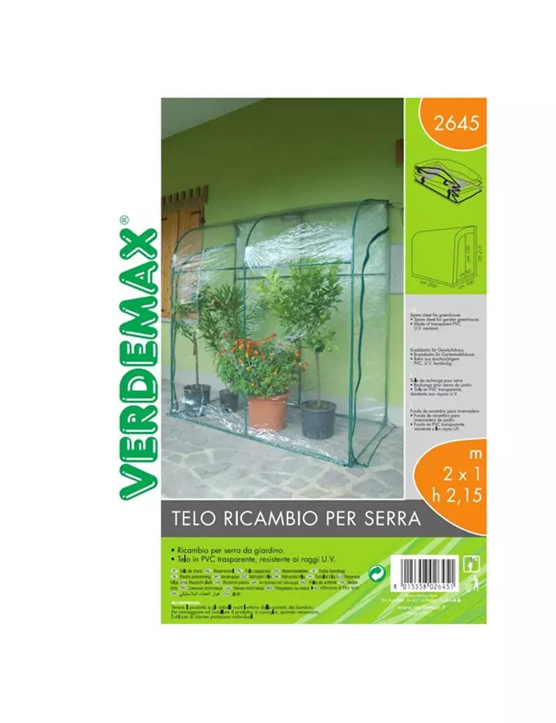 Telo di Ricambio per Serra a Parete Oleander Verdemax - 200x100x215 cm - 2645 (Trasparente) Telo di Ricambio per Serra a Parete Oleander Verdemax - 200x100x215 cm - 2645 (Trasparente)