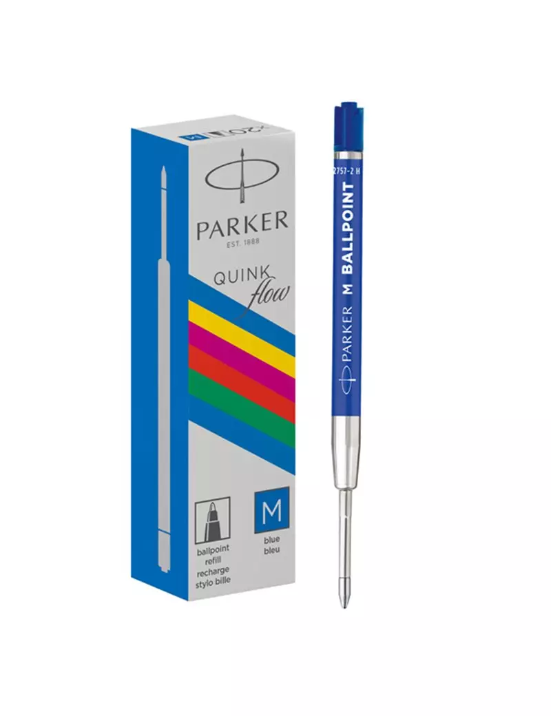 Refill in Plastica per Penna a Sfera QuinkFlow Parker Pen - Media - 2166550 (Blu Conf. 20) Refill in Plastica per Penna a Sfera QuinkFlow Parker Pen - Media - 2166550 (Blu Conf. 20)