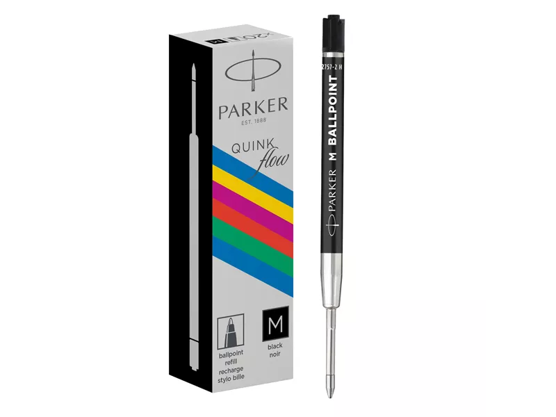 Refill in Plastica per Penna a Sfera QuinkFlow Parker Pen - Media - 2168602 (Nero Conf. 20)