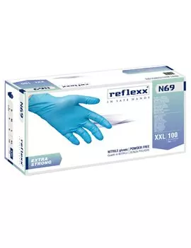 Guanti in Nitrile Extra Strong non Talcati N69 Reflexx - Taglia XXL - N69/XXL (Azzurro Conf. 100)