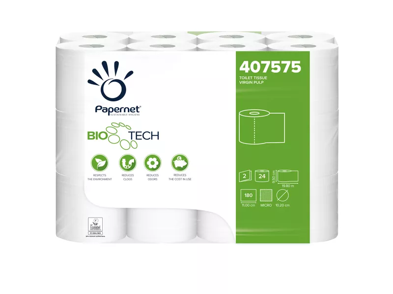 Carta Igienica BioTech Papernet - 2 Veli - 180 Strappi - 407575 (Conf. 24)