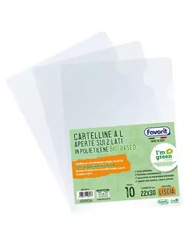 Cartellina a L PE Bio-Based Favorit - 22x30 cm - Superior Liscia - 400178018 (Trasparente Conf. 10)