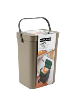 Pattumiera per Rifiuti Organici Gino Perfetto - 24x19x35,5 cm - 12 Litri - 29126 (Marrone)