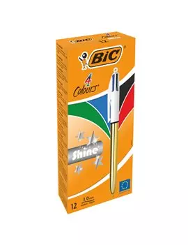 Penna a Sfera a Scatto 4 Colours Shine Bic - 1 mm - 982878 (Oro Conf. 12)