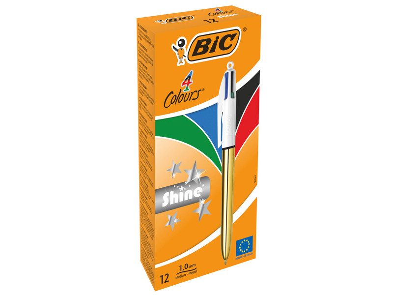 Penna a Sfera a Scatto 4 Colours Shine Bic - 1 mm - 982878 (Oro Conf. 12) Penna a Sfera a Scatto 4 Colours Shine Bic - 1 mm - 982878 (Oro Conf. 12)