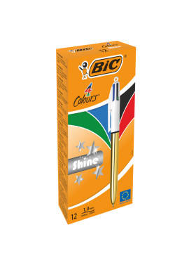 Penna a Sfera a Scatto 4 Colours Shine Bic - 1 mm - 982878 (Oro Conf. 12)
