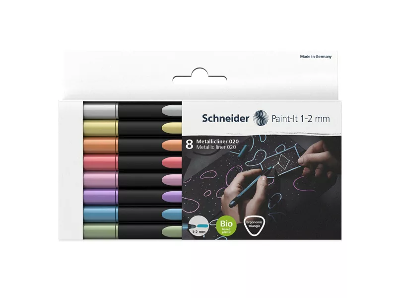 Pennarello Metallic Liner 020 Schneider - 1-2 mm - P700296 (Assortiti Conf. 8)