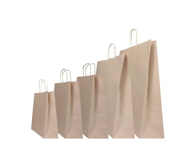 Shopper in Carta Biokraft Mainetti Bags - 26x11x35 cm - 074370 (Sabbia Conf. 25)