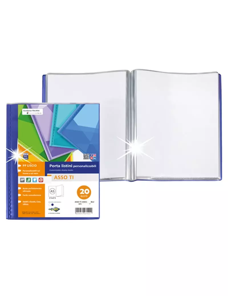 Portalistino Asso TI Sei Rota - 15x21 cm - 20 Buste - 57262007 (Blu) Portalistino Asso TI Sei Rota - 15x21 cm - 20 Buste - 57262007 (Blu)