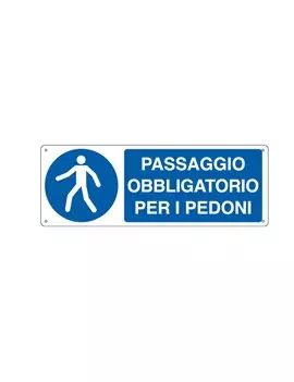 Cartello di Segnalazione - Passaggio Obbligatorio per i Pedoni - 35x12,5 cm - E1956K (Bianco e Blu)