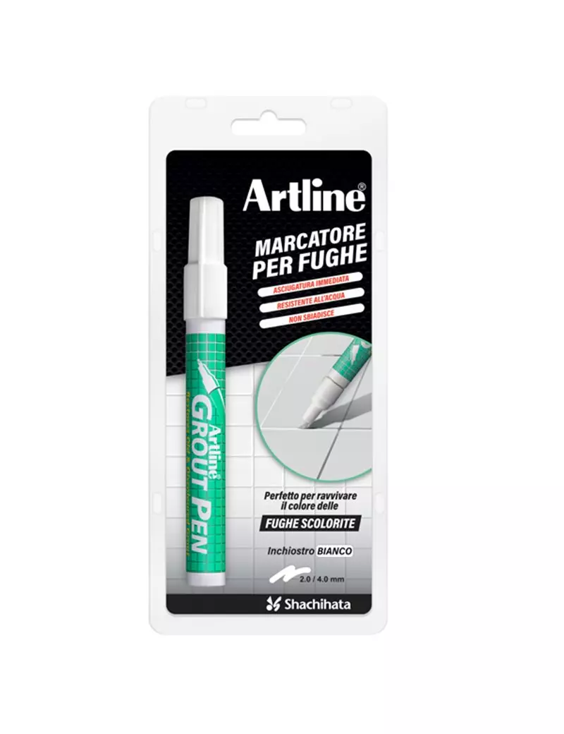 Marcatore Permanente Grout Pen Artline - Punta Scalpello - 2-4 mm - A 419 (Bianco) Marcatore Permanente Grout Pen Artline - Punta Scalpello - 2-4 mm - A 419 (Bianco)