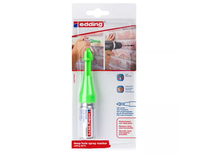 Marcatore a Gesso Liquido E-8870 Edding - a Spruzzo per Fori Profondi - 4-8870-2064 (Verde Fluo)