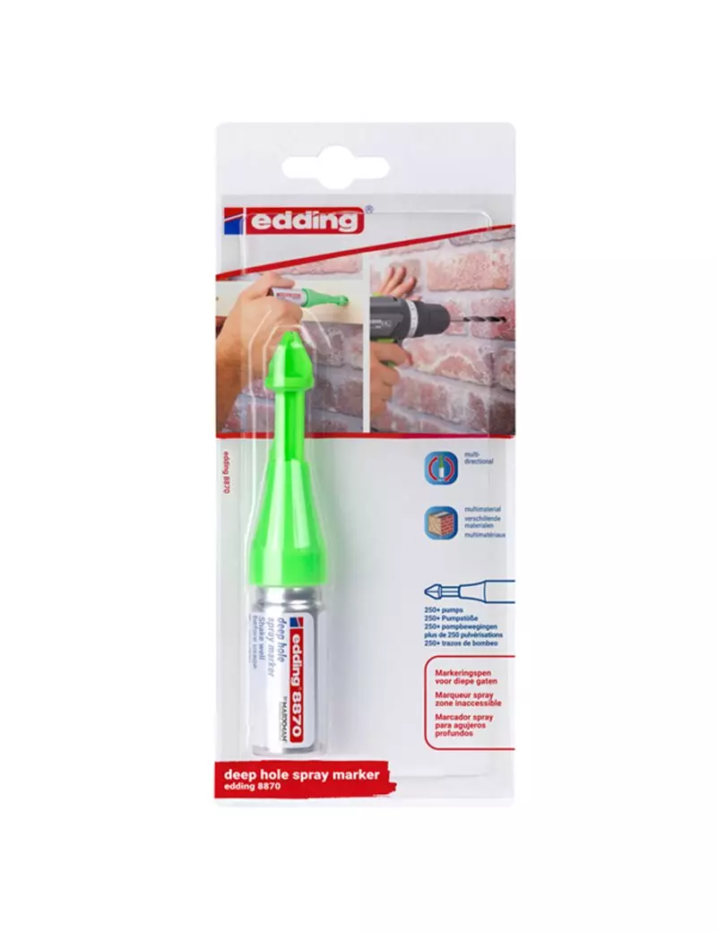 Marcatore a Gesso Liquido E-8870 Edding - a Spruzzo per Fori Profondi - 4-8870-2064 (Verde Fluo) Marcatore a Gesso Liquido E-8870 Edding - a Spruzzo per Fori Profondi - 4-8870-2064 (Verde Fluo)