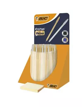 Penna a Sfera a Scatto Cristal Shine Bic - 1 mm - 9213381 (Oro e Argento Conf. 40)