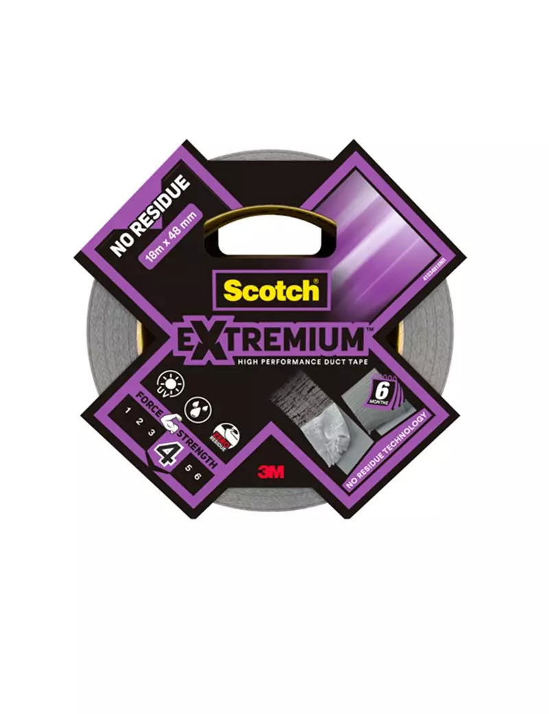 Nastro Adesivo Extra Resistente Extremium No Residue Scotch 3M - 48 mm x 18 m - 7100205697 (Nero) Nastro Adesivo Extra Resistente Extremium No Residue Scotch 3M - 48 mm x 18 m - 7100205697 (Nero)