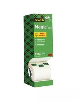 Nastro Adesivo Scotch Magic 810 3M - Acrilico - 19 mm x 33 m - 7100026960 (Trasparente Conf. 8)
