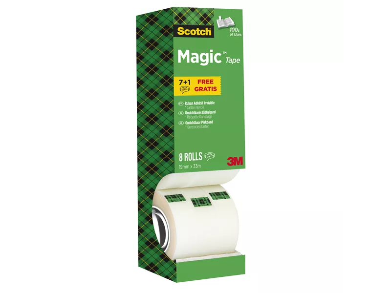 Nastro Adesivo Scotch Magic 810 3M - Acrilico - 19 mm x 33 m - 7100026960 (Trasparente Conf. 8)