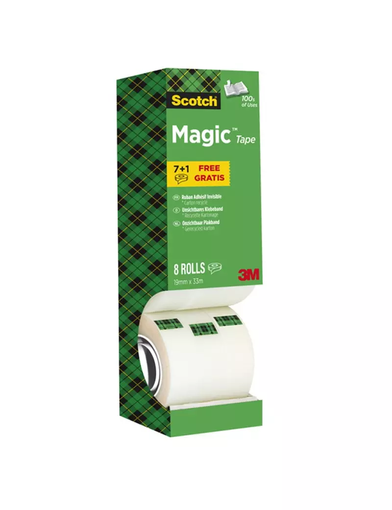 Nastro Adesivo Scotch Magic 810 3M - Acrilico - 19 mm x 33 m - 7100026960 (Trasparente Conf. 8) Nastro Adesivo Scotch Magic 810 3M - Acrilico - 19 mm x 33 m - 7100026960 (Trasparente Conf. 8)