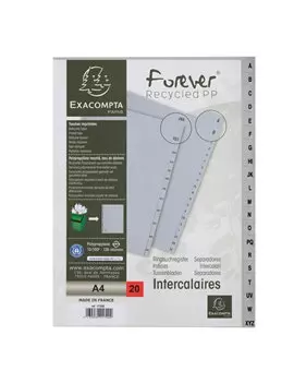 Intercalare Alfabetico in PPL Riciclato Forever Exacompta - A4 - A/Z - 1720E (Grigio)