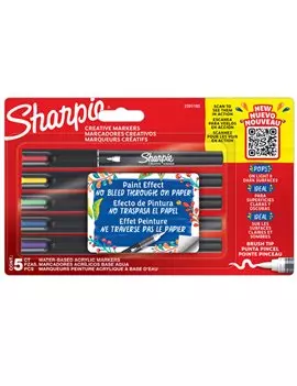 Marcatore Acrilico Sharpie Paper Mate - Punta a Pennello - 2201182 (Assortiti Conf. 5)