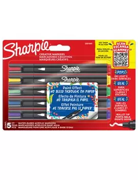 Marcatore Acrilico Sharpie Paper Mate - Punta Tonda - 2201069 (Assortiti Conf. 5)