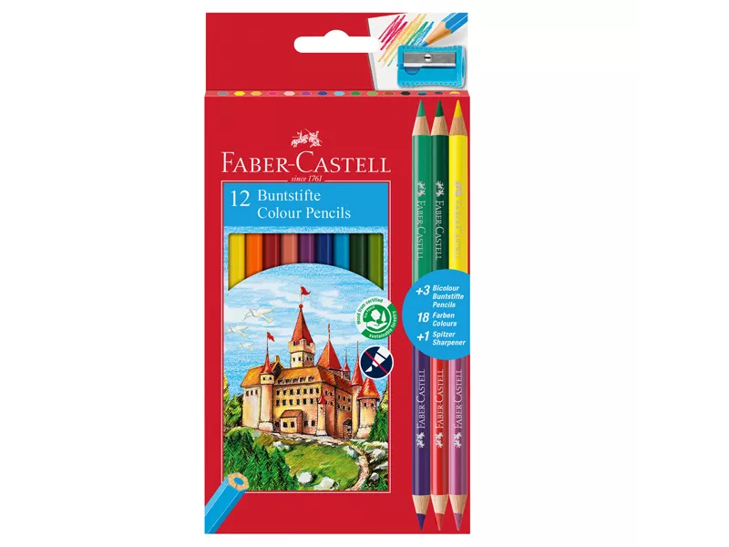 Matite Colorate Eco Il Castello Faber Castell - 3 mm - 110312 (Assortiti Conf. 12+3)
