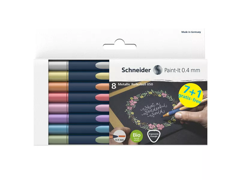 Penna Roller Metallic 050 Schneider - 0,4 mm - P700496 (Assortiti Metallici Conf. 8)