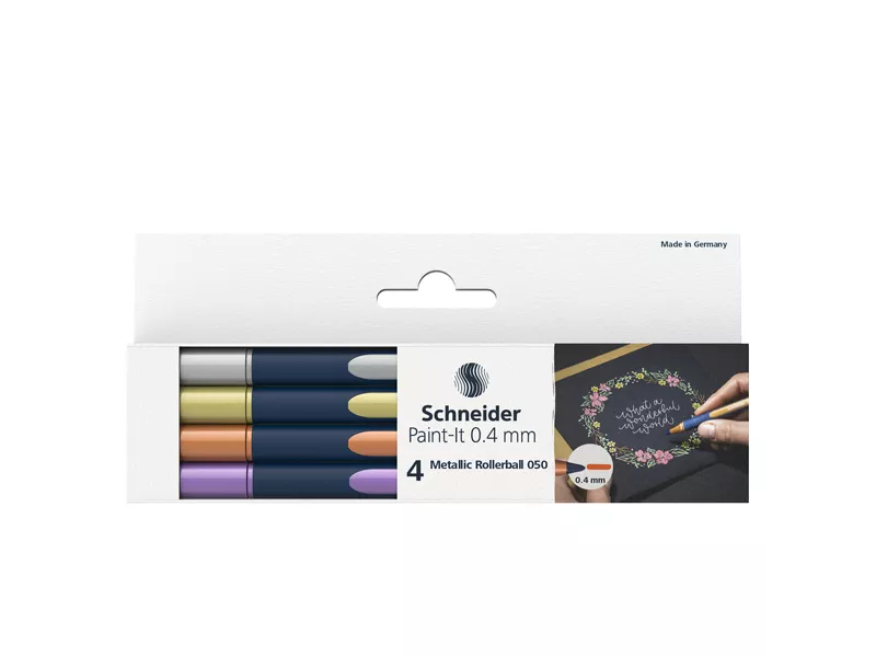 Penna Roller Metallic 050 Schneider - 0,4 mm - P700495 (Assortiti Metallici Conf. 4)