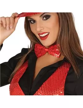 Papillon Paillettes - 9 cm (Rosso)