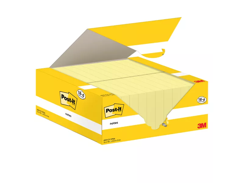Post-it Notes 653-CY-VP24 3M - 38x51 mm - 7100317764 (Giallo Canary Conf. 24)