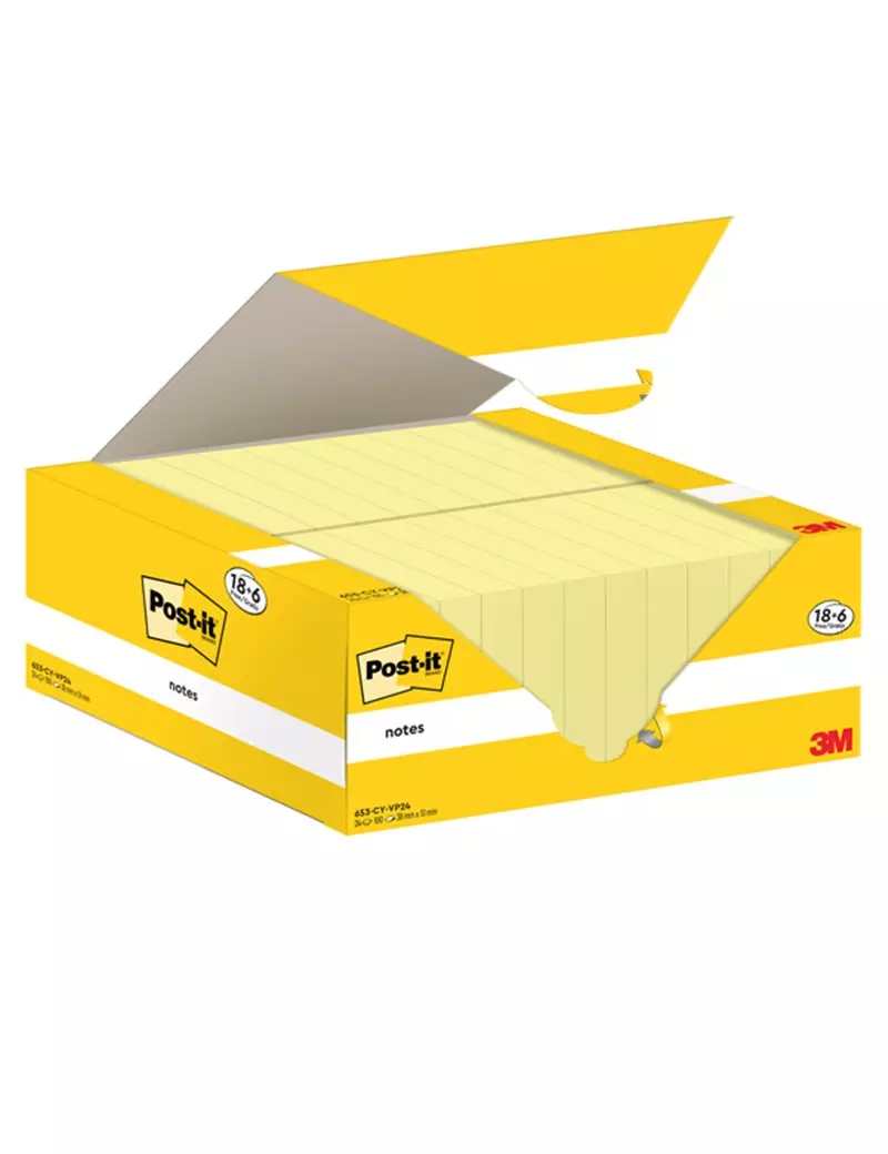 Post-it Notes 653-CY-VP24 3M - 38x51 mm - 7100317764 (Giallo Canary Conf. 24) Post-it Notes 653-CY-VP24 3M - 38x51 mm - 7100317764 (Giallo Canary Conf. 24)