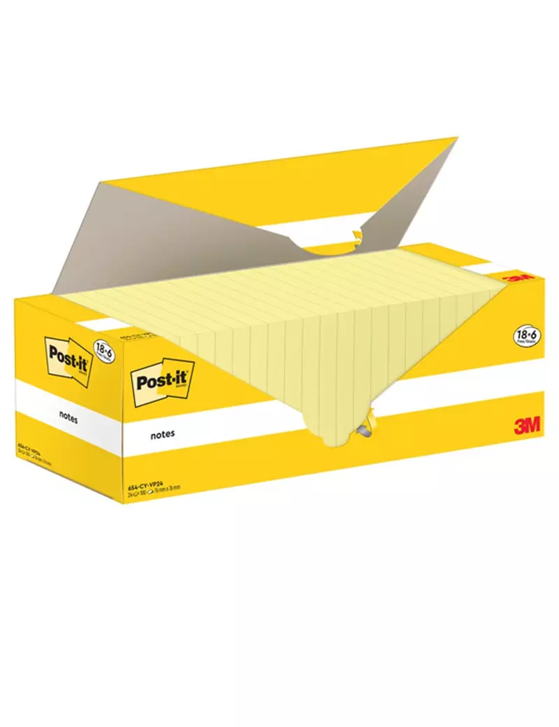 Post-it Notes 654-CY-VP24 3M - 76x76 mm - 7100319213 (Giallo Canary Conf. 24) Post-it Notes 654-CY-VP24 3M - 76x76 mm - 7100319213 (Giallo Canary Conf. 24)
