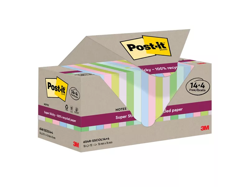Post-it Notes Super Sticky Green SSCOL14+4 3M - 76x76 mm - 7100284782 (Giallo Canary Conf. 18)